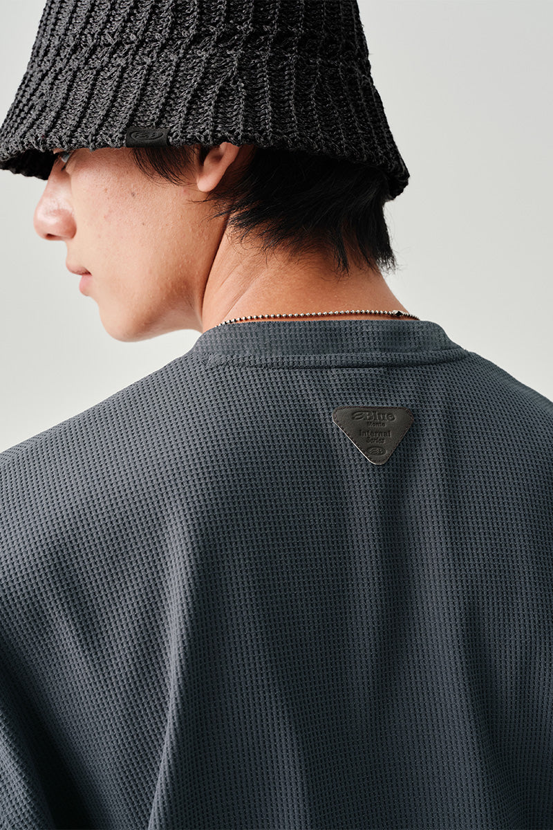 SOLOTEX Waffle Polo Henley Short Sleeve T-Shirt NLBLDXT050