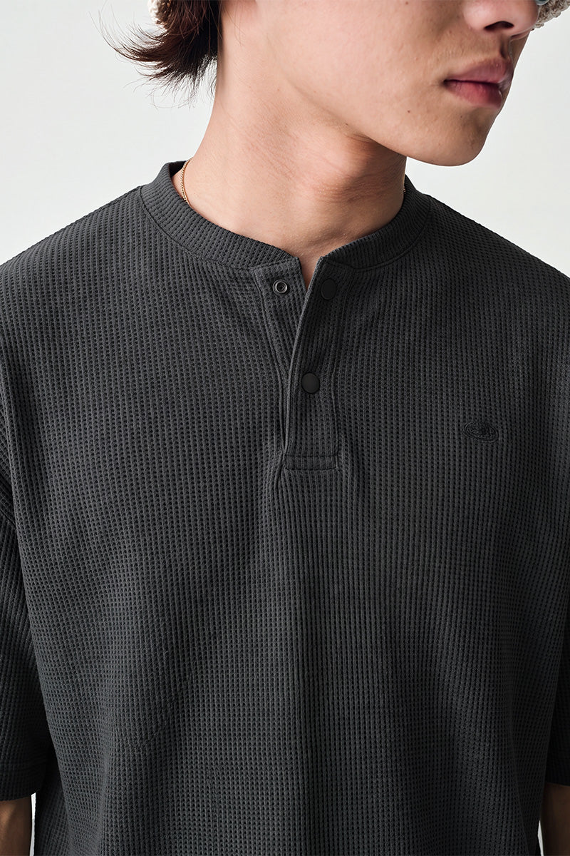 SOLOTEX Waffle Polo Henley Short Sleeve T-Shirt NLBLDXT050