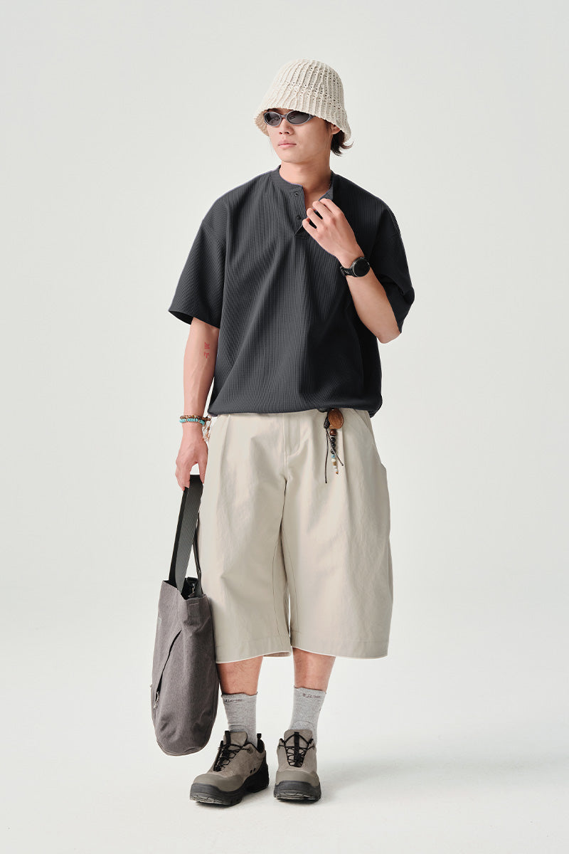 SOLOTEX Waffle Polo Henley Short Sleeve T-Shirt NLBLDXT050
