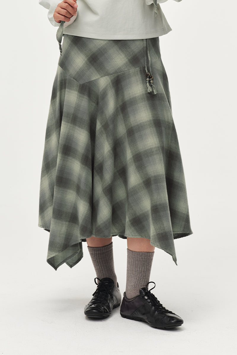 Plaid Wool Long Skirt NLBLCQZ006