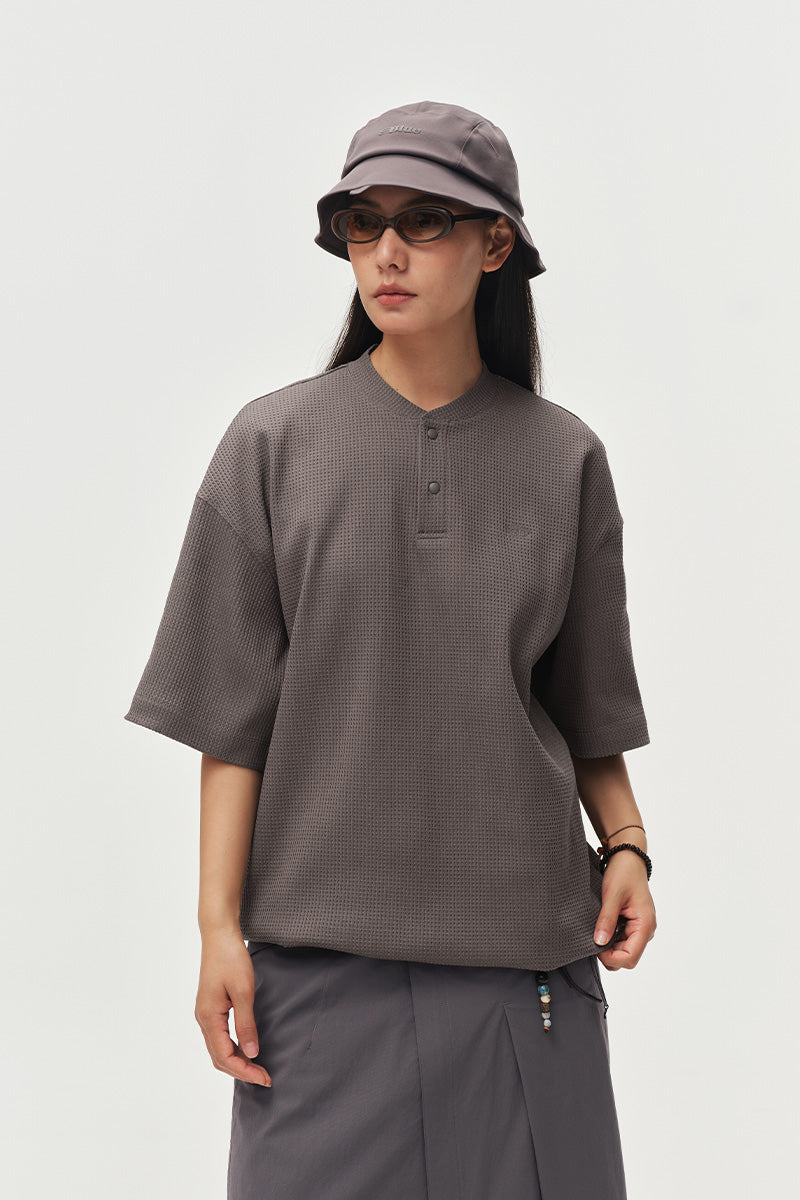 SOLOTEX Waffle Polo Henley Short Sleeve T-Shirt NLBLDXT050