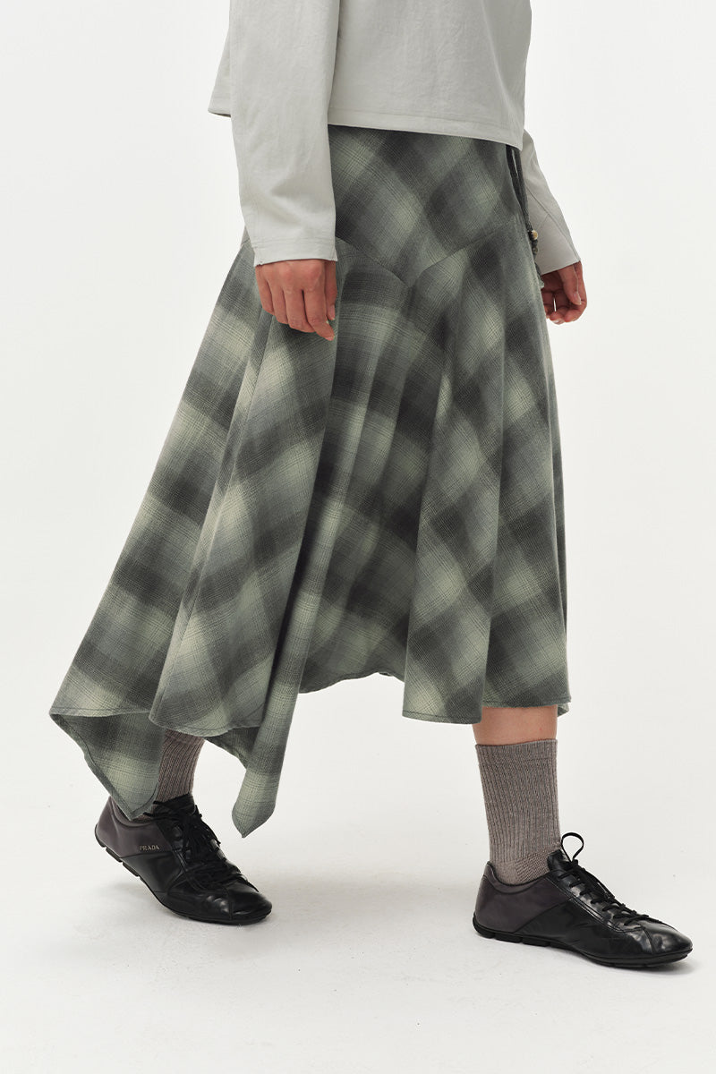 Plaid Wool Long Skirt NLBLCQZ006