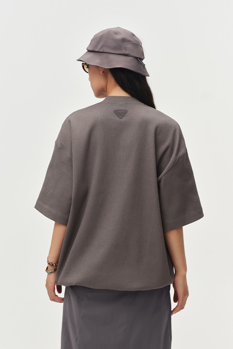 SOLOTEX Waffle Polo Henley Short Sleeve T-Shirt NLBLDXT050