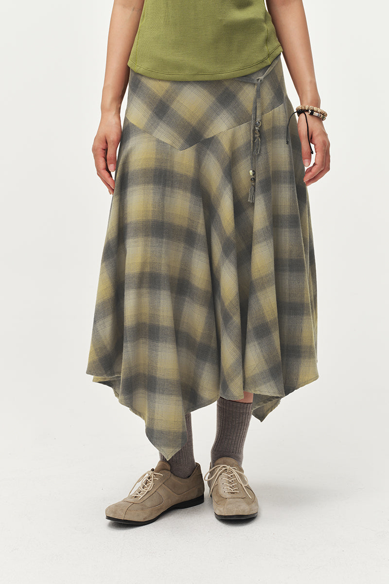 Plaid Wool Long Skirt NLBLCQZ006