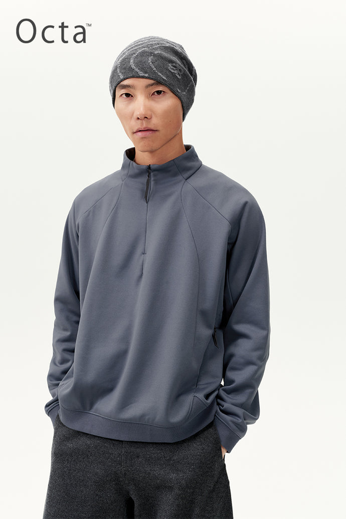 Octa Heavyweight Stand-Collar Sweatshirt – Blue Monte