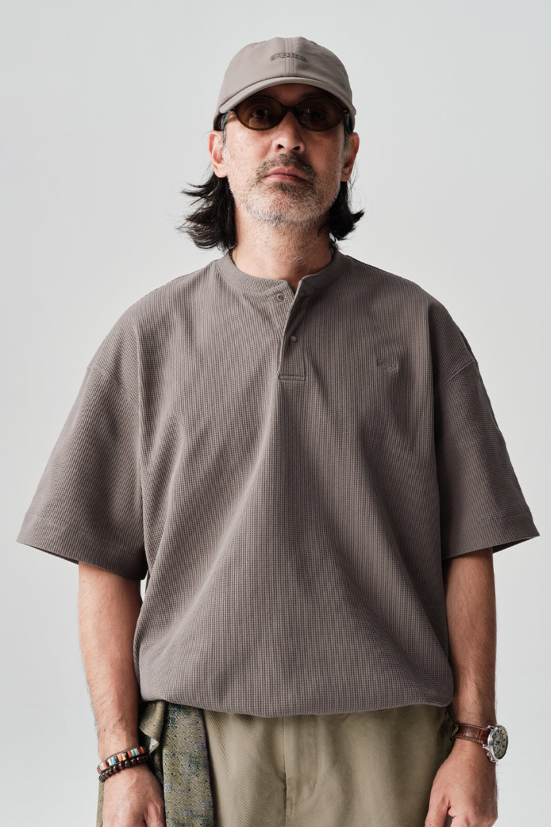 SOLOTEX Waffle Polo Henley Short Sleeve T-Shirt NLBLDXT050