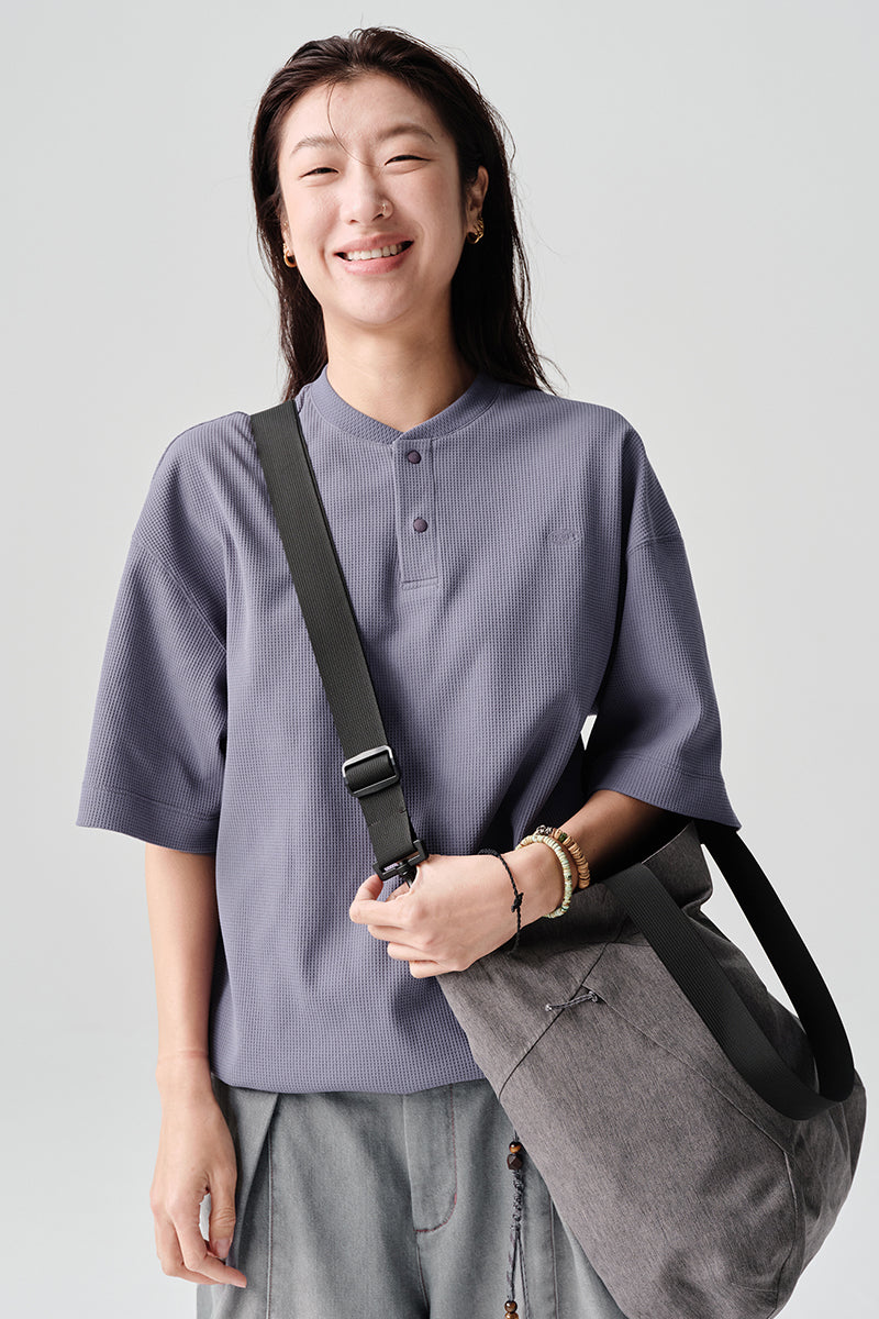 SOLOTEX Waffle Polo Henley Short Sleeve T-Shirt NLBLDXT050