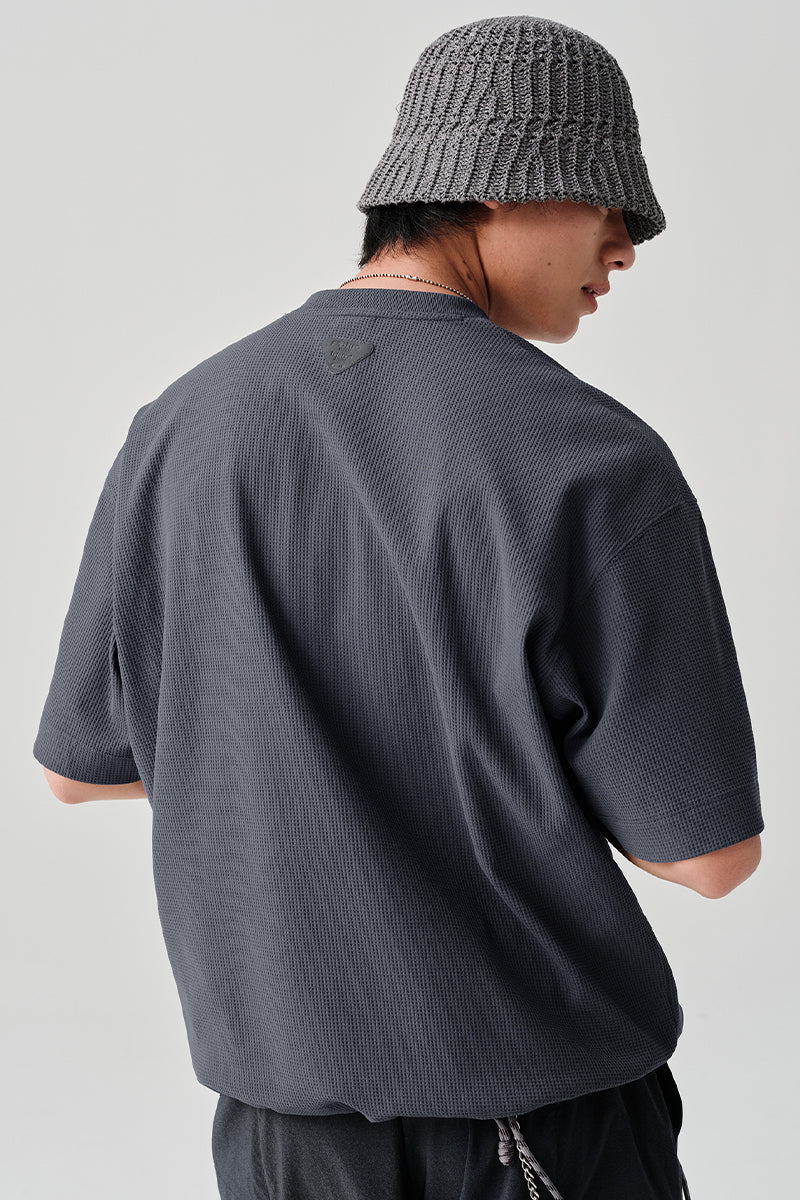 SOLOTEX Waffle Polo Henley Short Sleeve T-Shirt NLBLDXT050