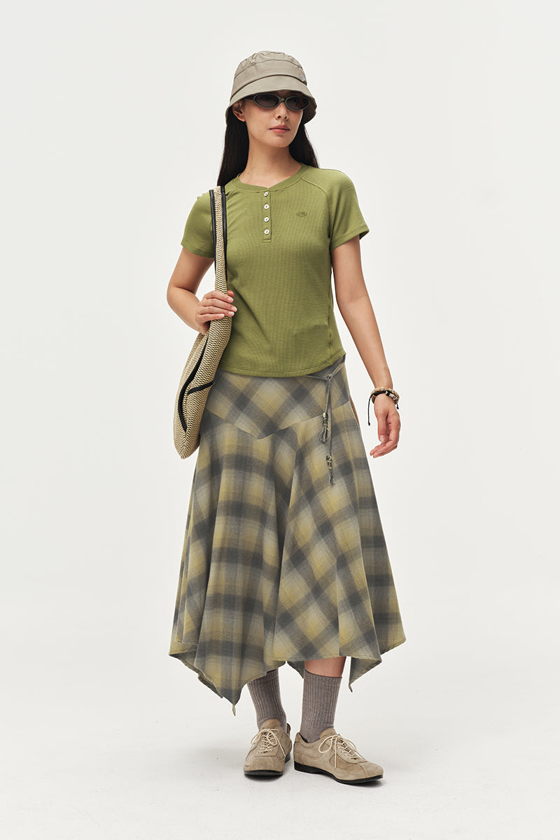 Plaid Wool Long Skirt NLBLCQZ006