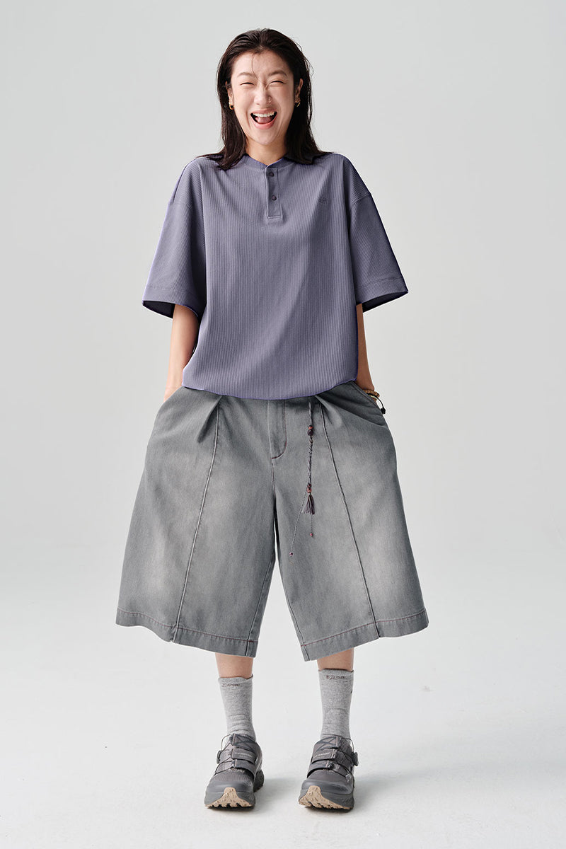 SOLOTEX Waffle Polo Henley Short Sleeve T-Shirt NLBLDXT050