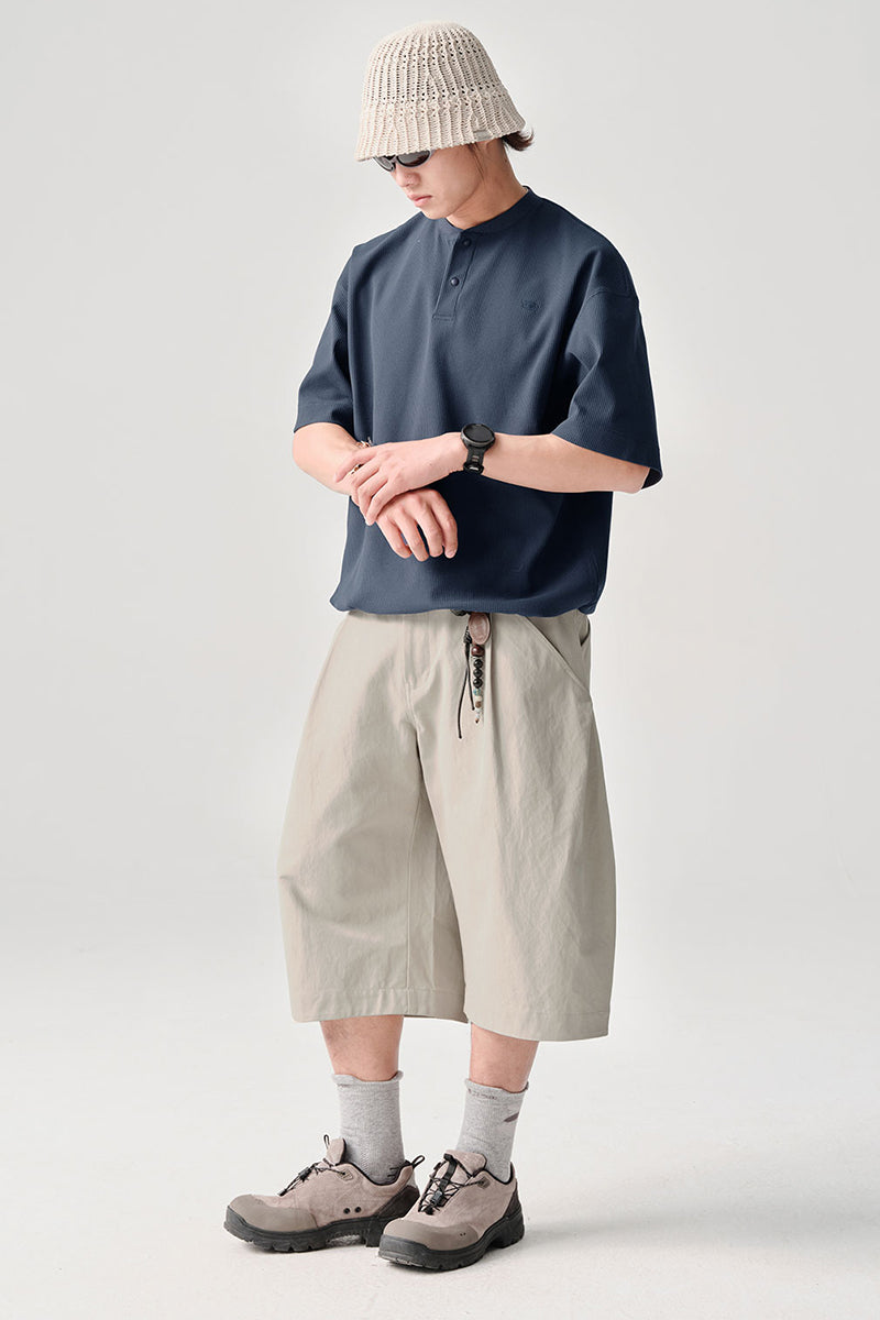 SOLOTEX Waffle Polo Henley Short Sleeve T-Shirt NLBLDXT050