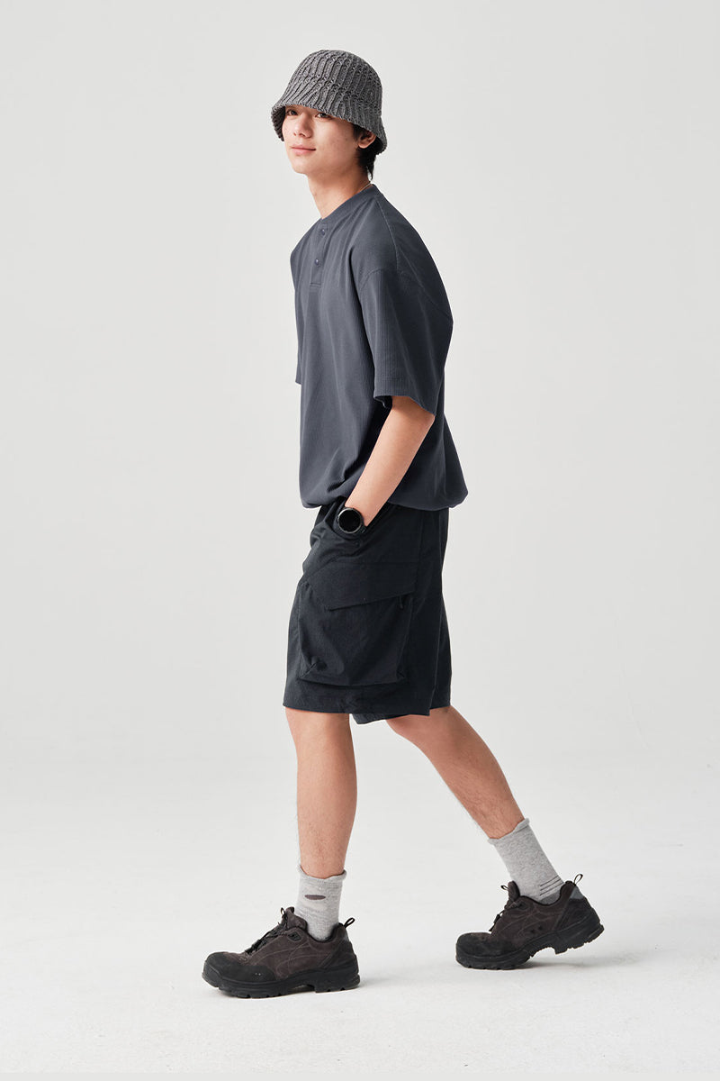 SOLOTEX Waffle Polo Henley Short Sleeve T-Shirt NLBLDXT050