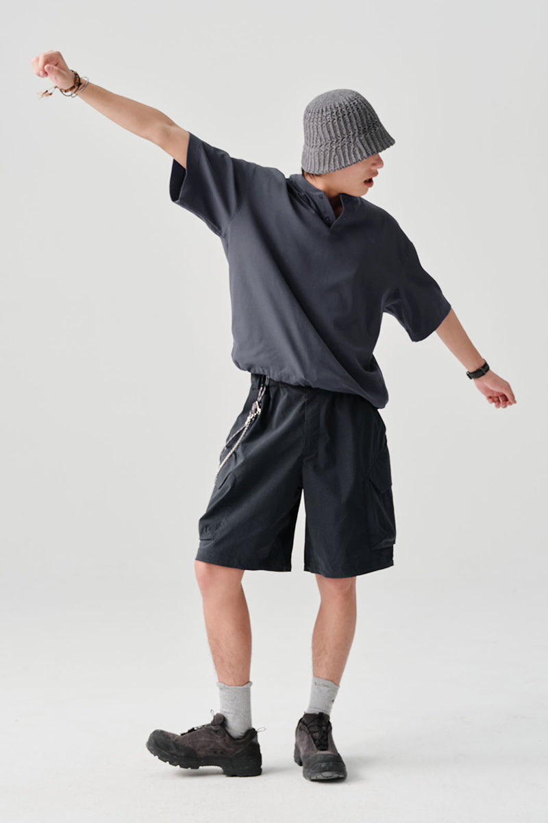 SOLOTEX Waffle Polo Henley Short Sleeve T-Shirt NLBLDXT050
